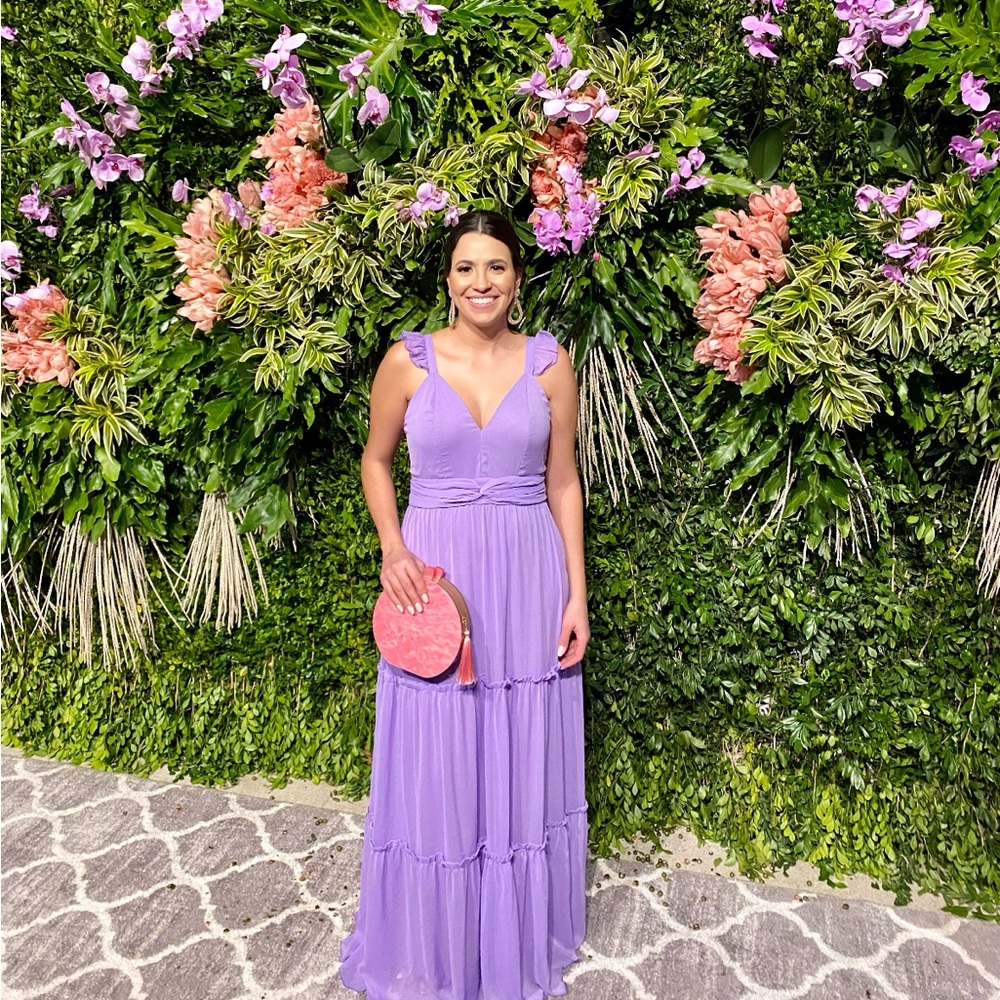 Luxe Purple Pleated Maxi Sundress for Wedding Guests